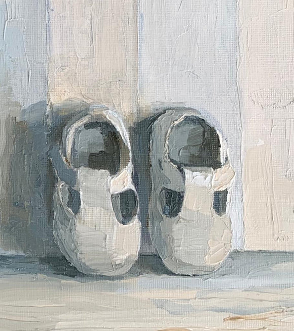 'White Baby Shoes' Original Oil Painting